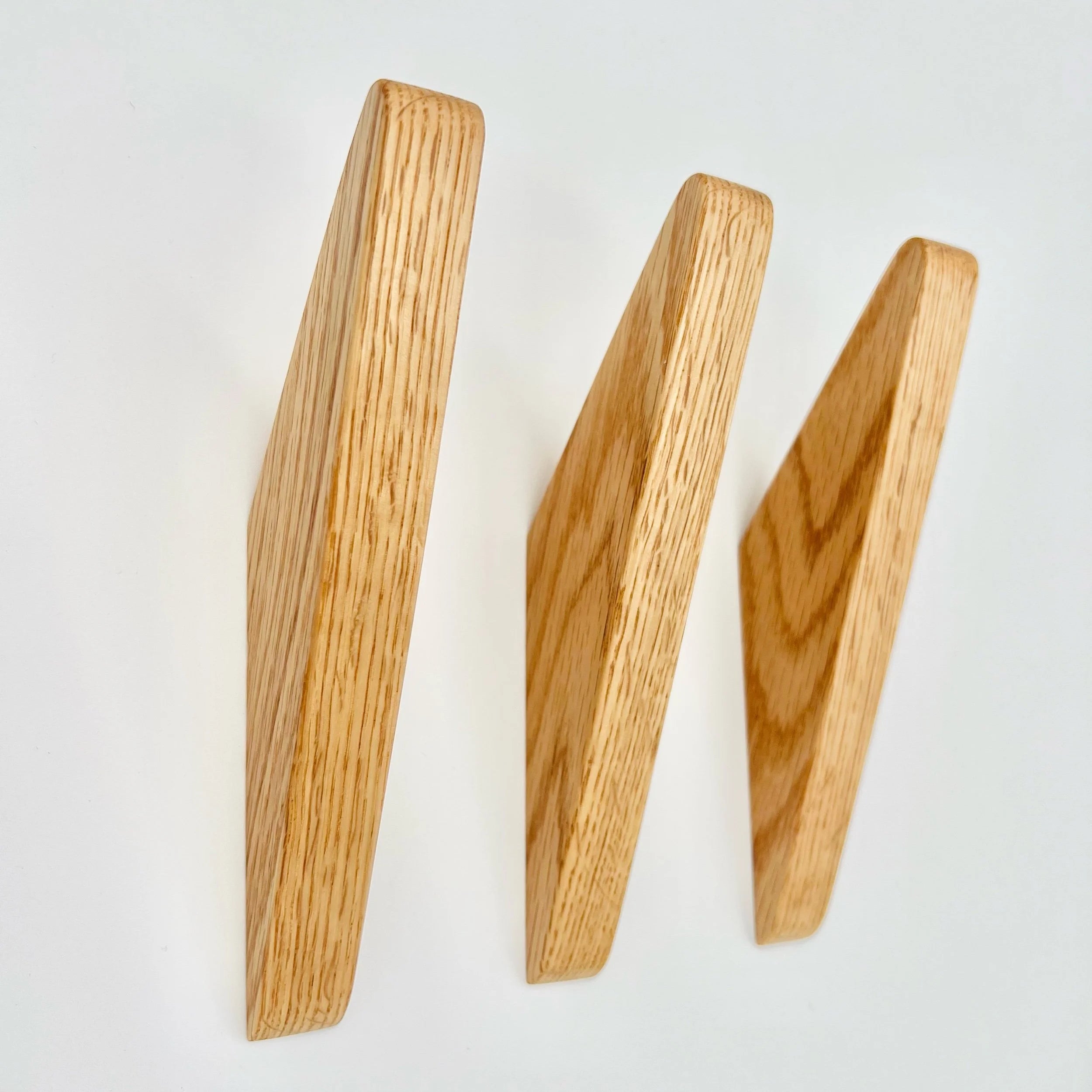 Three Red Oak Wall Hooks  #A3