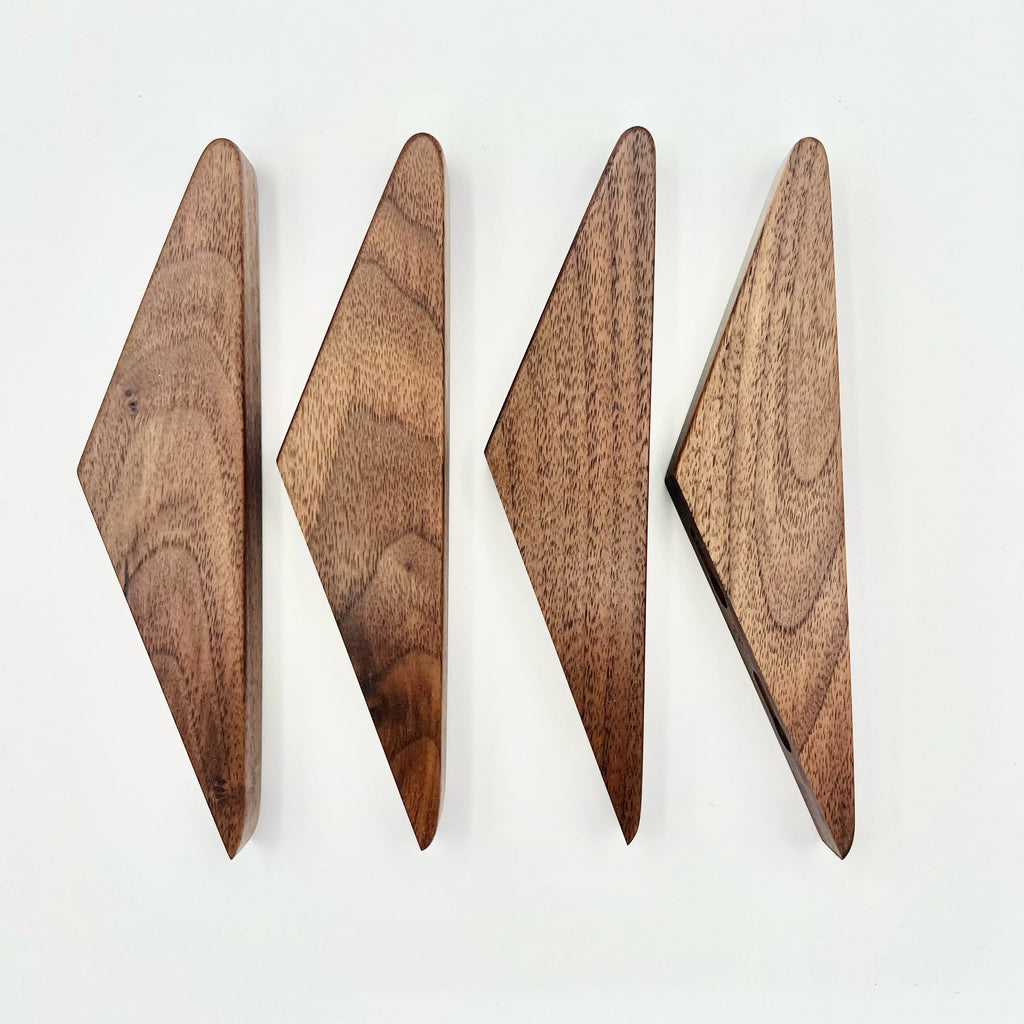 Four Walnut Wall Hooks  Set ☆4