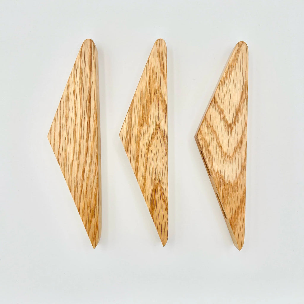 Three Red Oak Wall Hooks  #A3