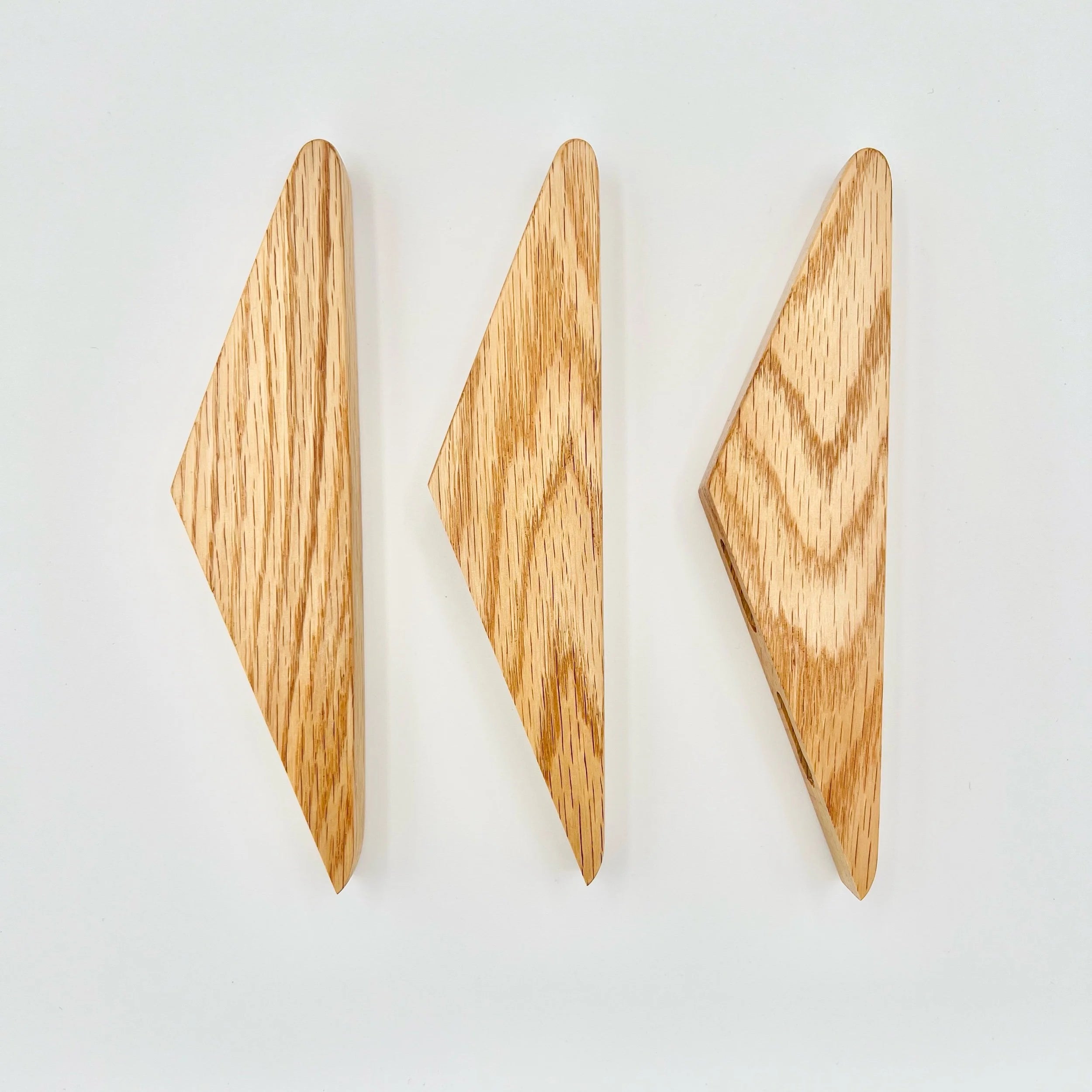 Three Red Oak Wall Hooks  #A3