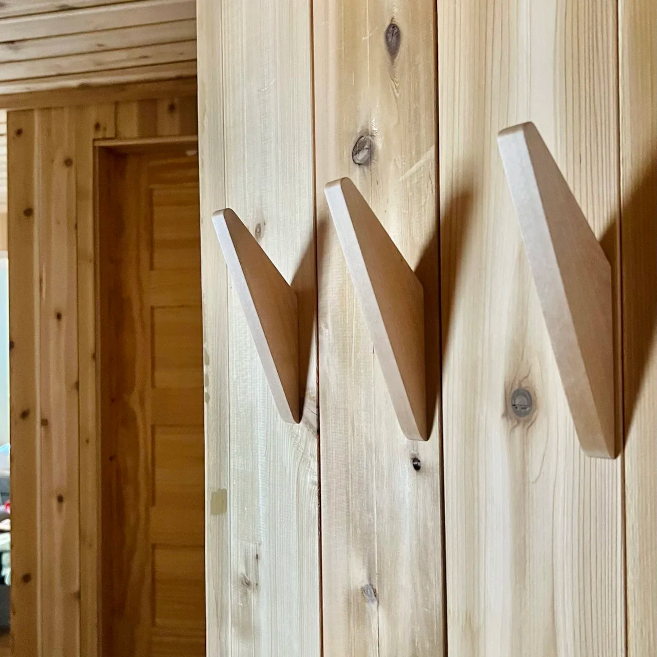 Three Red Oak Wall Hooks  #A3