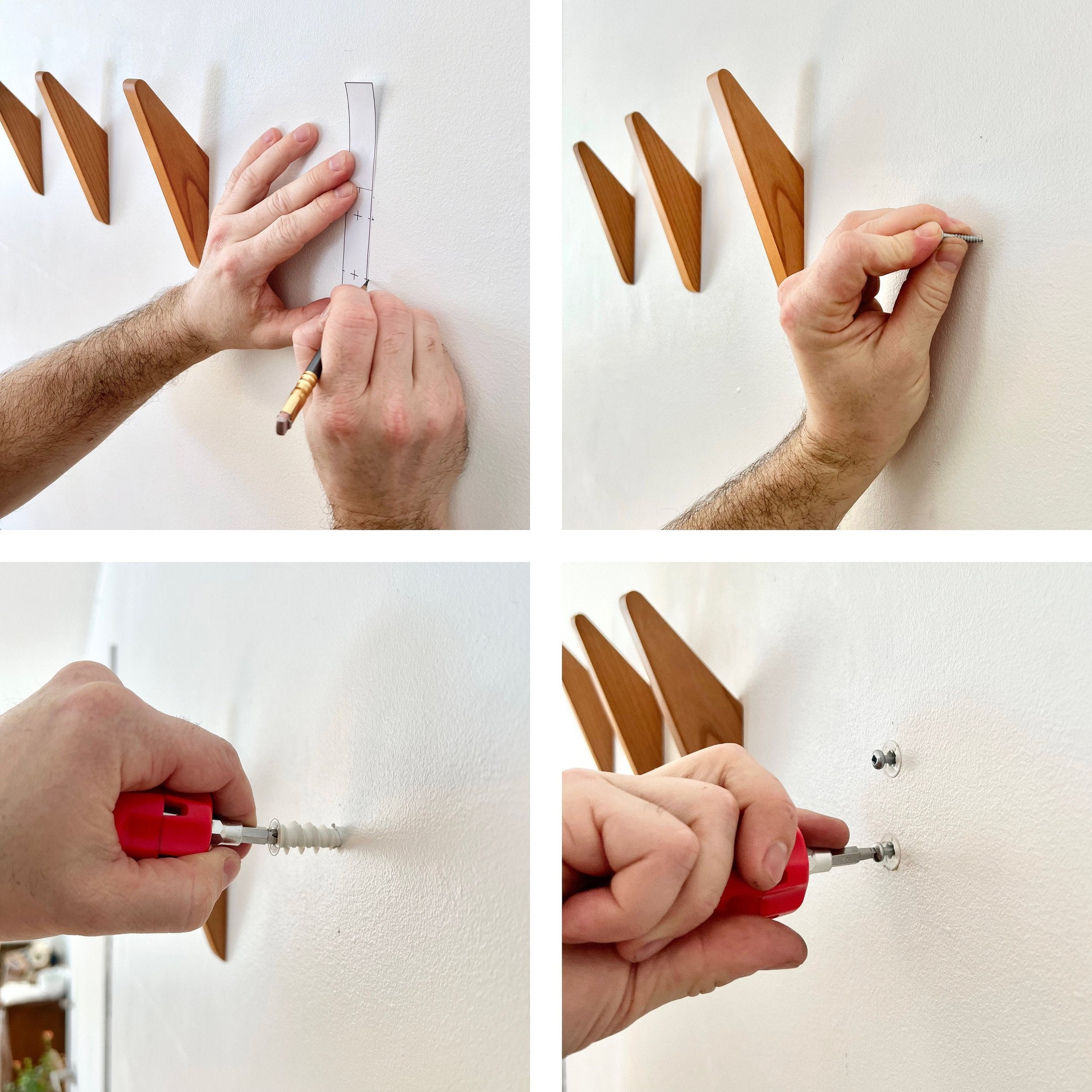 Three Red Oak Wall Hooks  #Acorn3