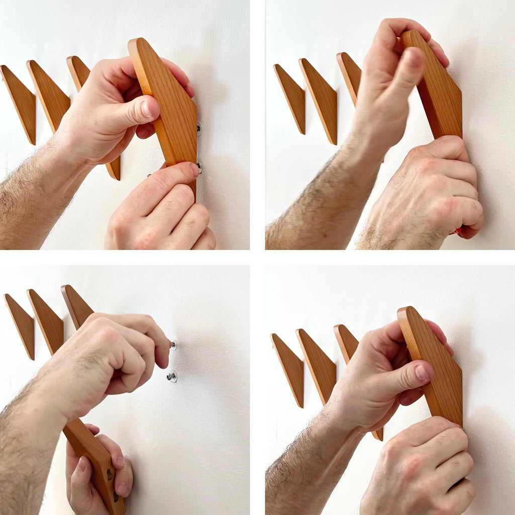 Four Walnut Wall Hooks  Set ☆4