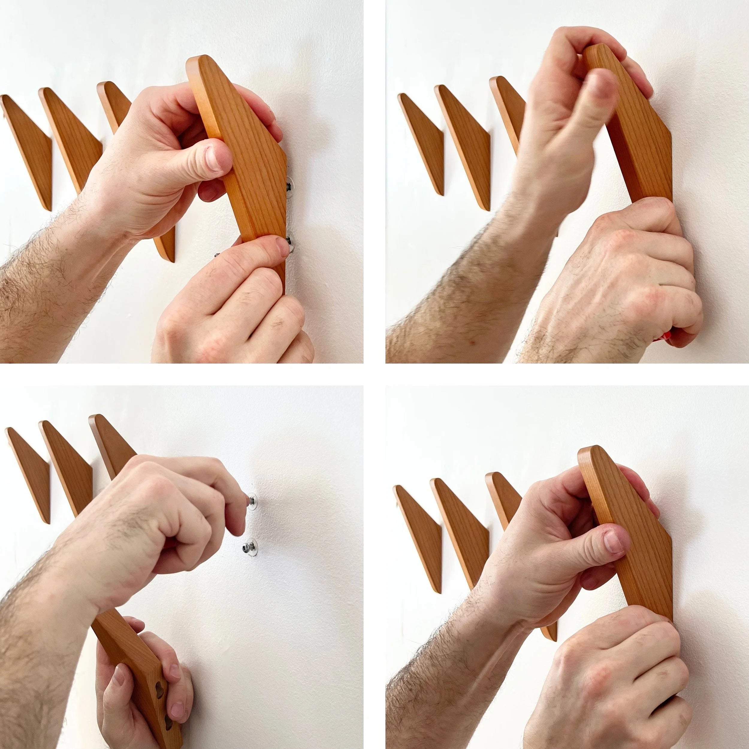 Four Walnut Wall Hooks  Set ☆4