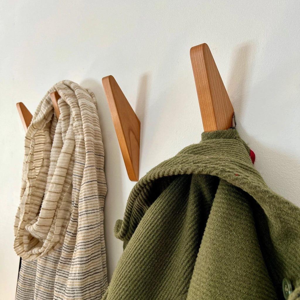 Three Red Oak Wall Hooks  #A3